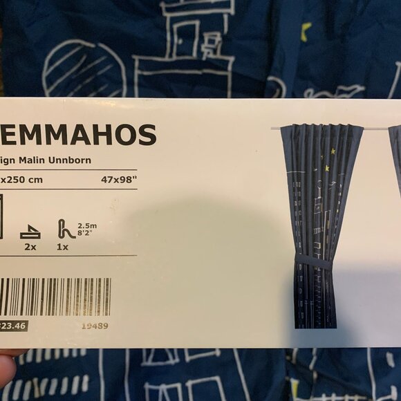 IKEA Kids Bedroom Curtains Pair (Hemmahos) – Blue City Design – New - Picture 2 of 5